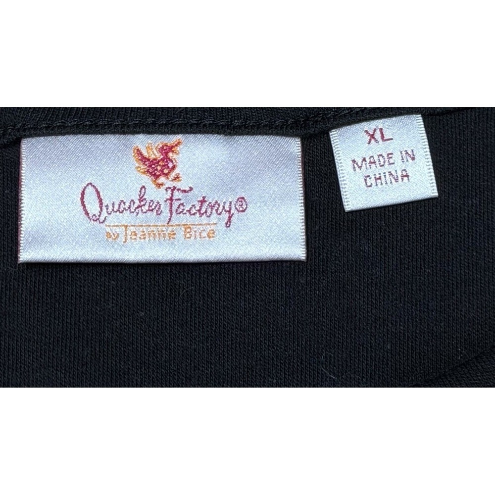 Quacker Factory Boo Ghost Embroidered Embellished Black Shirt XL Halloween NEW - Picture 6 of 10